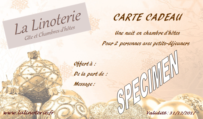 Carte cadeau specimen